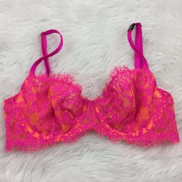Victoria's Secret Other - 🔥Victoria's Secret Orange Pink Lace Demi Bra